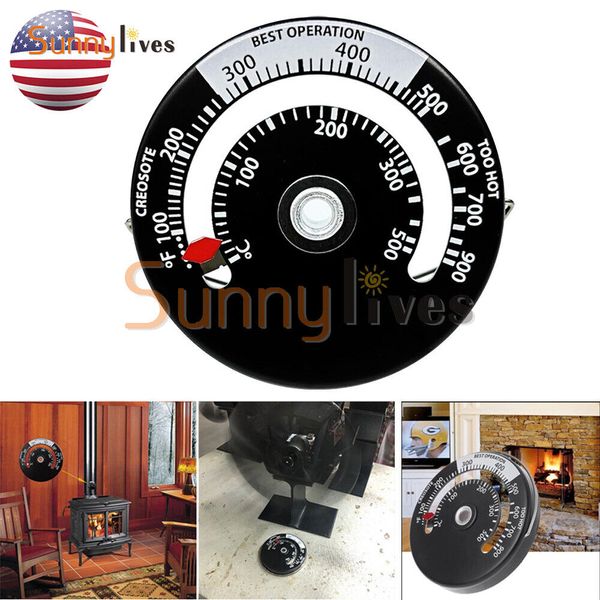 Alloy Magnetic Stove Flue Pipe Thermometer Temperature Gauge For Wood Burner US