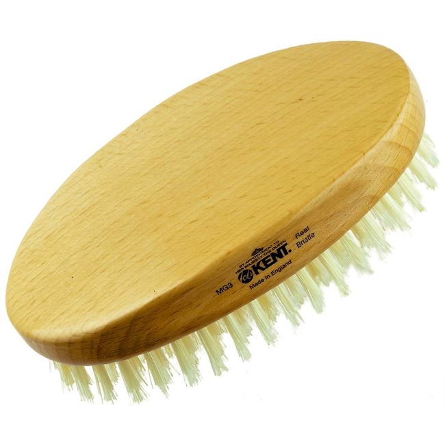 Kent MG3 Finest Men's Hair Brush & Beard Brush for Skin Care - 100% Natural White Boar Bristle Brush for Mens Grooming, Scalp Brush, 360 Wave, and Beard Straightener For Men's Hair Care