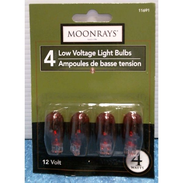 Moonrays Low Voltage Light Bulbs, 4 pk. RED, 12 V, 4W.  (11691) FS