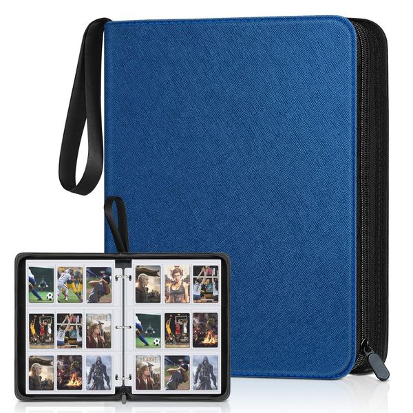 900 Pockets Card Binder, Trading Card 9 Pocket Durable Card Holder Album, Baseball Card Protectors for Yugioh, MTC,TCG, Game Cards, Sports Cards (Navy Blue)