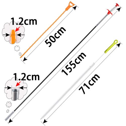 Drain Unblocker Tools Spring Pipe Dredging Tool 3Pcs 160mm Sink Unblocker Tool Plug Unblocker Drain Hair Clog Remover Reusable Drain Cleaning Brush for Kitchen Sink Bathroom Shower
