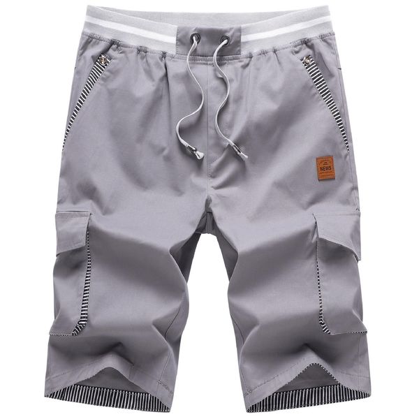 ZOXOZ Kurze Hosen Herren Shorts Sommer Freizeit Shorts Chino Kurze Hose Herren Baumwolle Multi-Taschen mit Tunnelzug Grau S