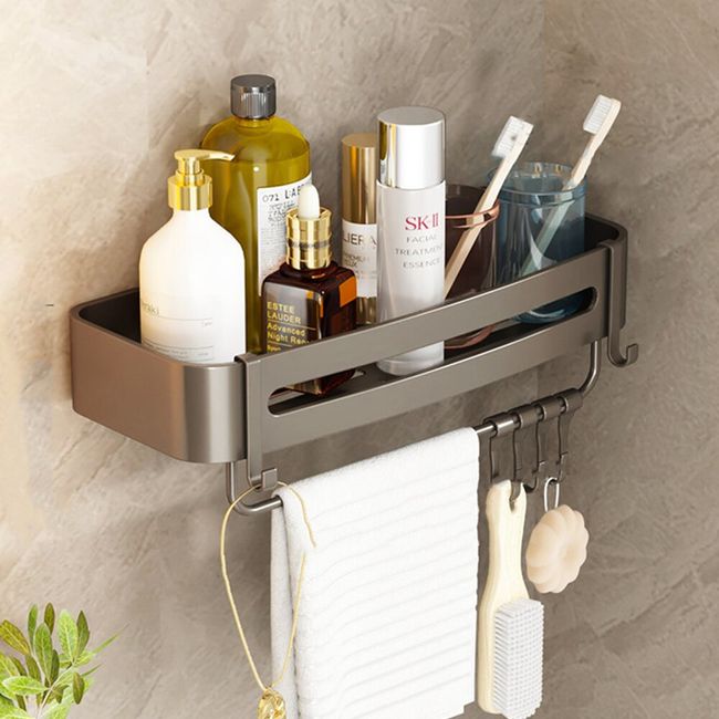 Mount Corner Shelf Shower Storage Rack Holder Bathroom Shelves No