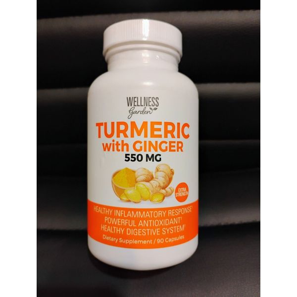 Turmeric with Ginger Pills 550mg 90 Capsules Wellness Garden Exp. 10/2027
