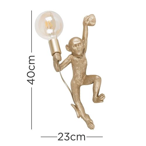MiniSun Modern Gold Monkey Holding Light Bulb Design Wall Light