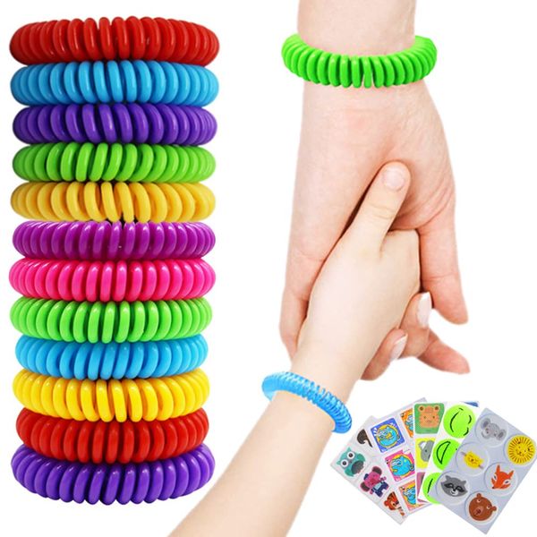 Mosquito Repellent Bracelet 12 Packs, Repellent Mosquito Bands with Stickers, Waterproof Insect Repellent Mosquito Bands Wristbands 10 Days of Protection for Baby Kids Adults Outdoor Camp Travel