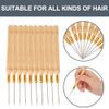 Hair Extension Tools, 10Pcs Hook Needle Wooden Hair Extension Tool Needle Wig Tools,Threader For Hair Extensions Wire Pulling Hook Tool