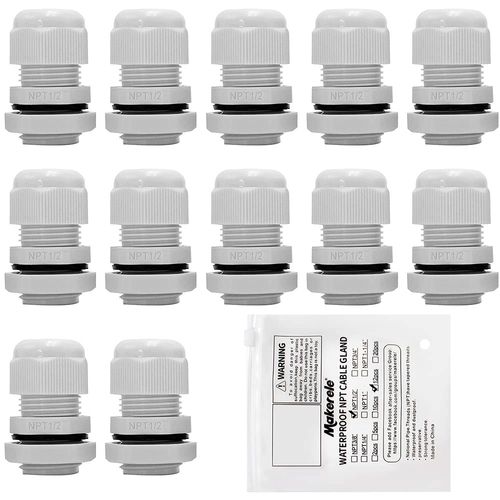 MAKERELE Cable Glands Plastic Waterproof 6-12mm White Cable Glands Joints Adjustable Wire Protectors