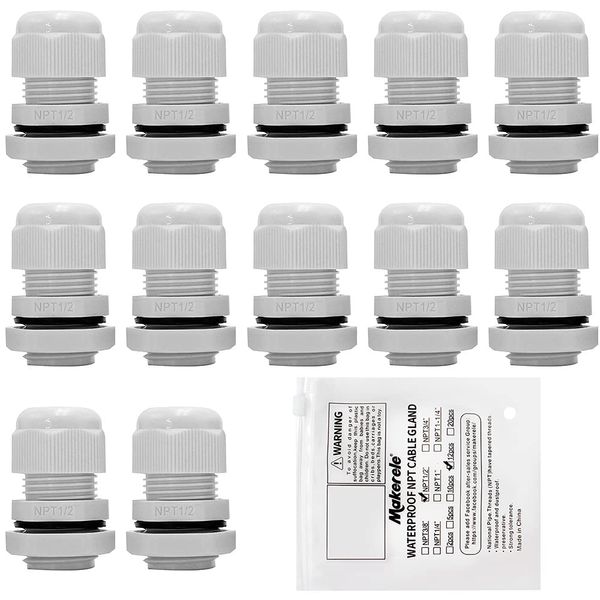 MAKERELE Cable Glands Plastic Waterproof 6-12mm White Cable Glands Joints Adjustable Wire Protectors