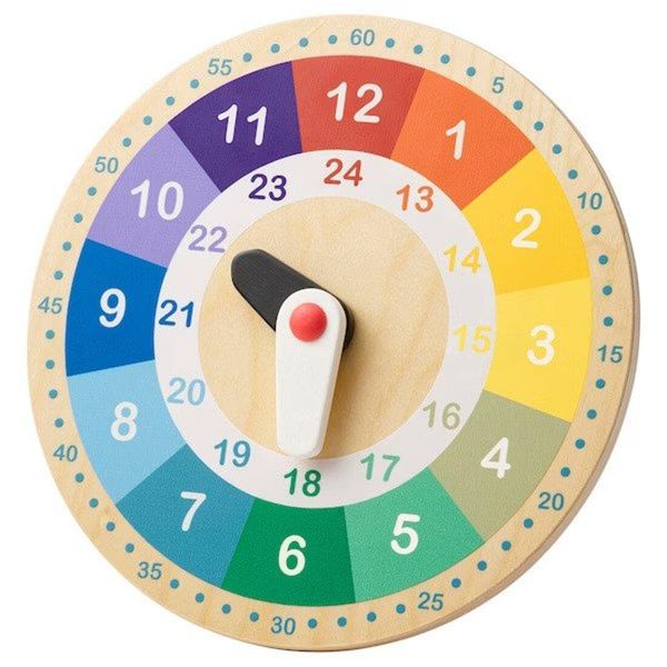 Ikea UNDERHALLA/UNDERHORA: Wooden Educational Clock (605.066.81)