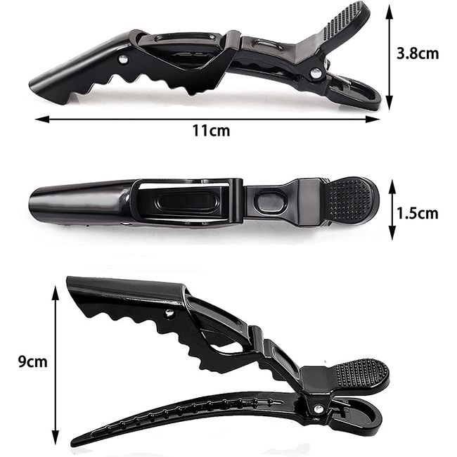 6 Peices Crocodile Hair Sectioning Clips Cutting Hairdressing Clips Professional Styling Alligator Hair Clips Hair Barrette Anti-slip Single Prong Hair Pins Salon Home Use Black