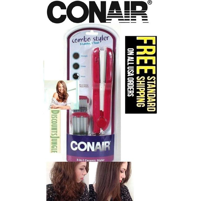 Conair 3 In 1 Ceramic Styler Flat Iron Micro Crimp & Deep Wave Plates CS99W3N