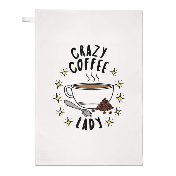 Crazy Coffee Lady Stars Tea Towel Dish Cloth