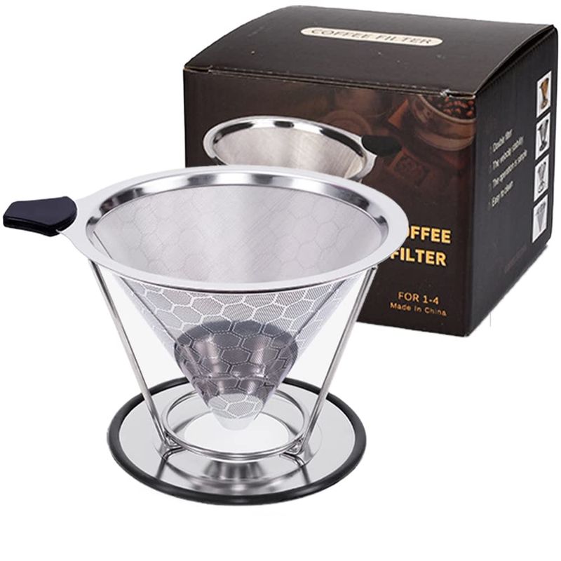 +kuRo Coffee Dripper Coffee Filter, Stainless Steel, Paperless, Stylish ...