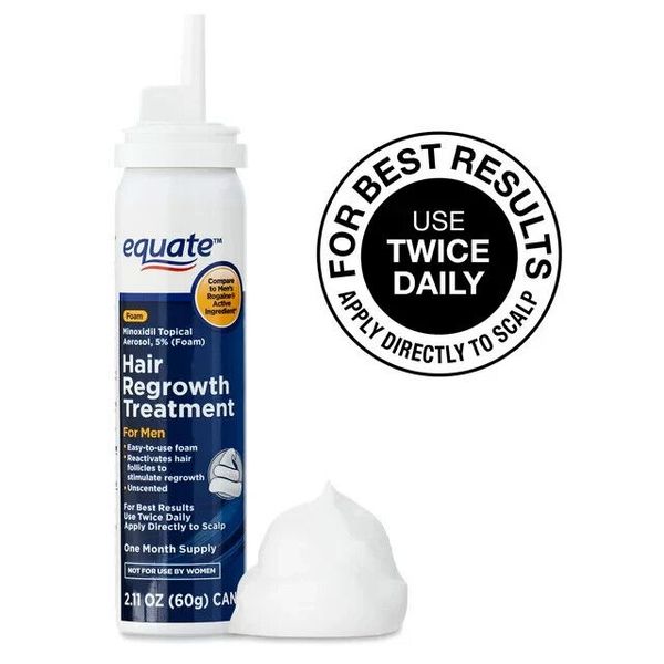 Equate Hair Regrowth Treatment Minoxidil Topical Aerosol, 5 % Foam 1- Month