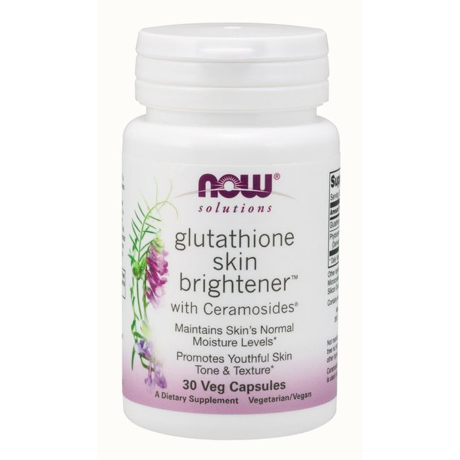 NOW Foods Glutathione Skin Brightener with Ceramosides, 30 Veg Capsules