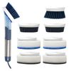 Soap Dispensing Dish Cleaning Brush with 4 Brush Head & Refill