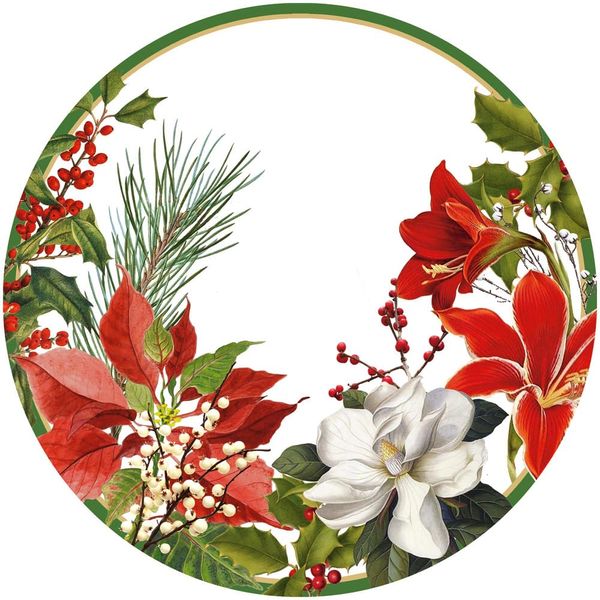 Caspari Christmas Garden Dinner Plates - 16 Per Package