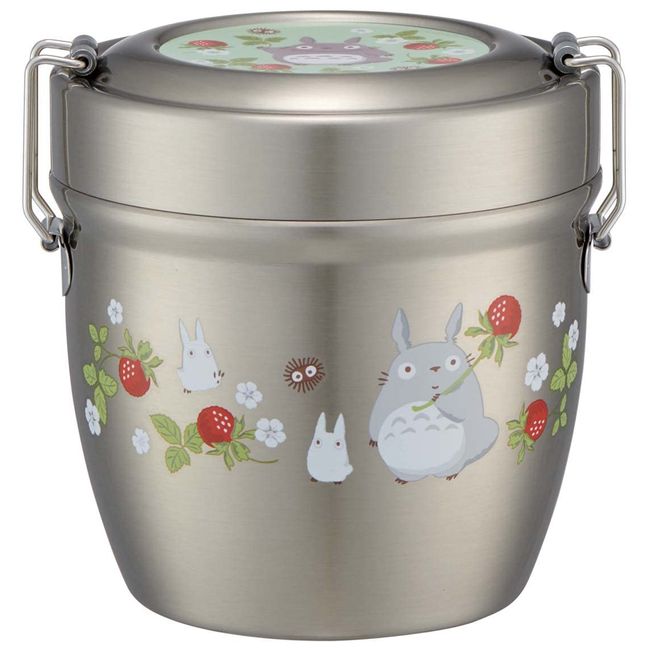 Skater STLBD6AG-A Antibacterial Insulated Lunch Box, Rice Bowl Shape, Stainless Steel, My Neighbor Totoro, Strawberry, Ghibli, 19.7 fl oz (550 ml)