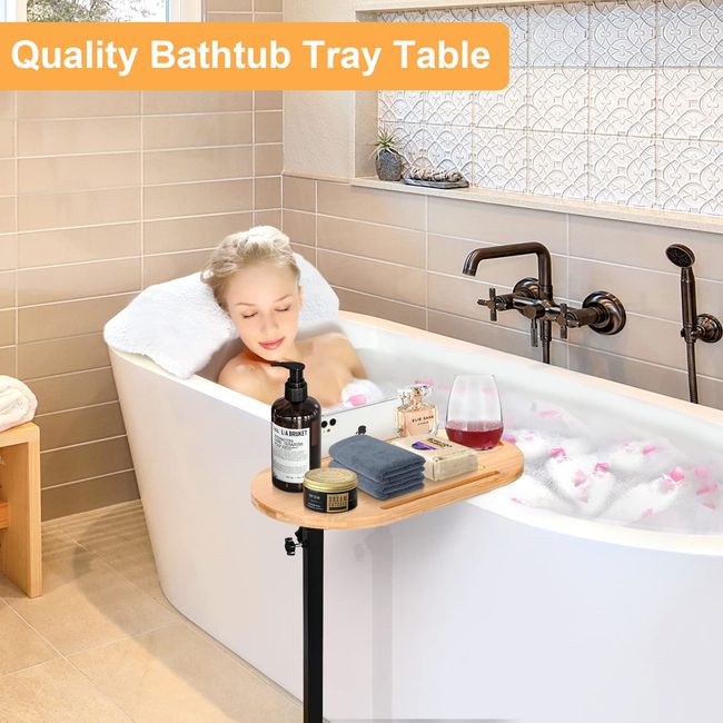 Bamboo Bath Tray Table Bathroom Tub Shelf Bath Desk Movable Pad Tablet  Holder