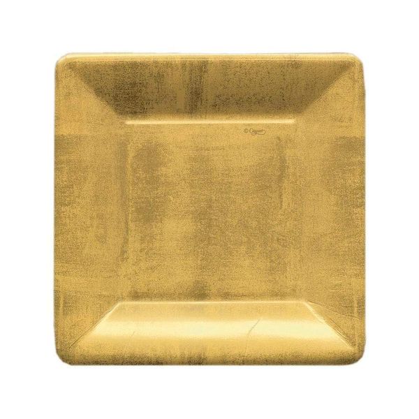 Entertaining with Caspari Square Salad/Dessert Plates, Gold Leaf, 8-Pack