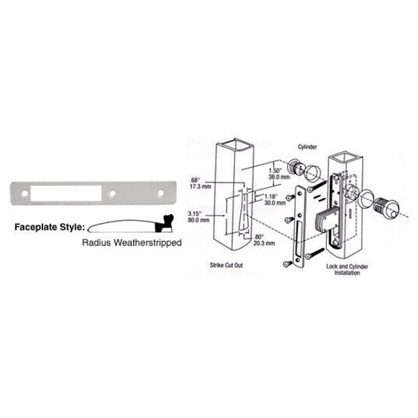 Aluminum Radius Weather-stripped Faceplate for DL2110 Series Long Throw Deadlock