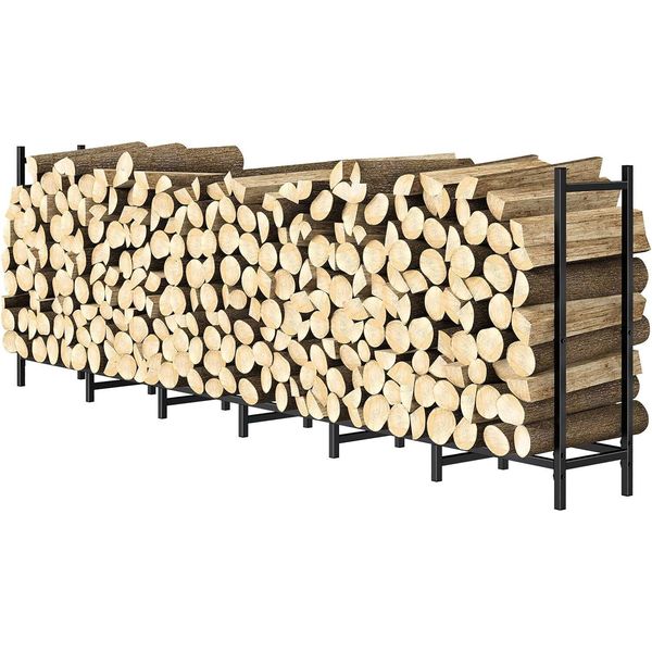 8ft Heavy Duty Firewood Rack Stand Log Holder Fireplace Wood Storage Stacker