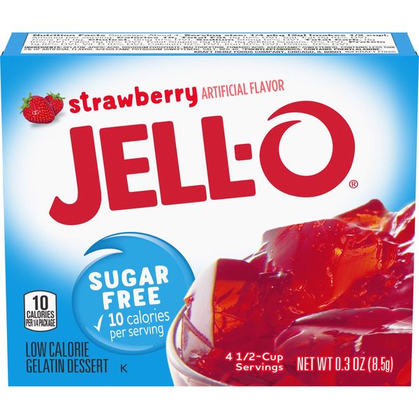 Jell-O Strawberry Sugar Free Gelatin Dessert Mix (24 ct Pack, 0.3 oz Boxes)