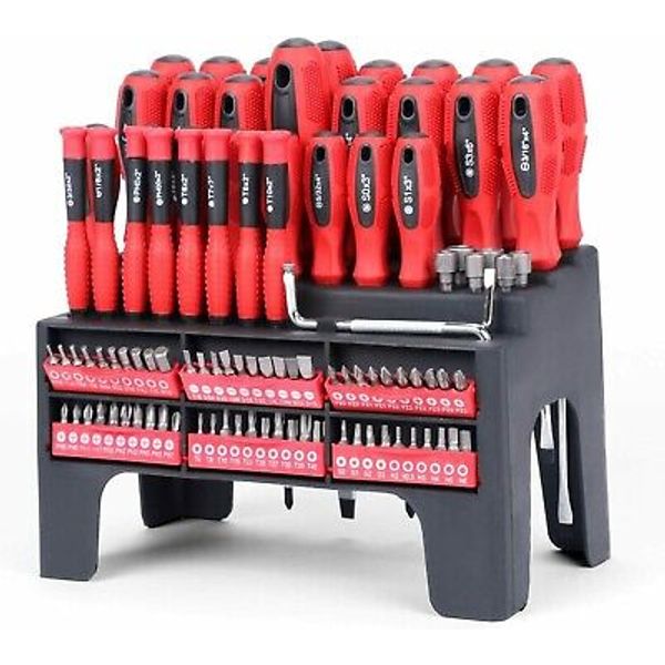 100 Pieces Magnetic Screwdriver Set With Plastic Racking,Best Tools Men Gift