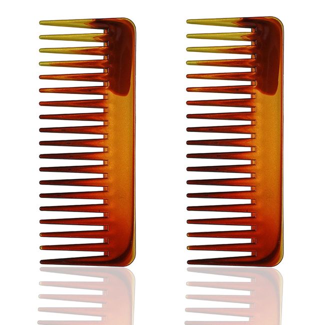 2PCS Wide Tooth Comb,6.3 Inch Large Hair Detangling Comb,Shower Comb Hair Detangler Comb for Curly Hair Wet Dry Hair, No Handle Detangler Comb Styling Shampoo Comb for Men and Women - Handmade of Cell