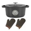 Cuisipro Combekk Cast Iron 4.25 Quart Dutch Oven with Thermometer Gray Bundle