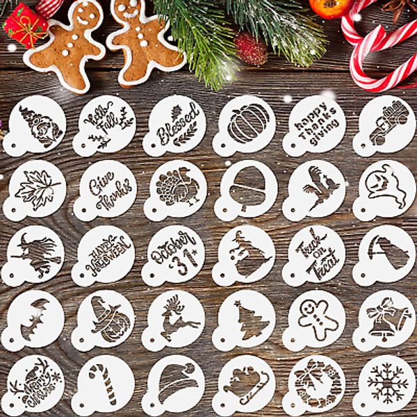 30 Pieces Christmas Thanksgiving Halloween Cookie Stencils Thanksgiving Christma