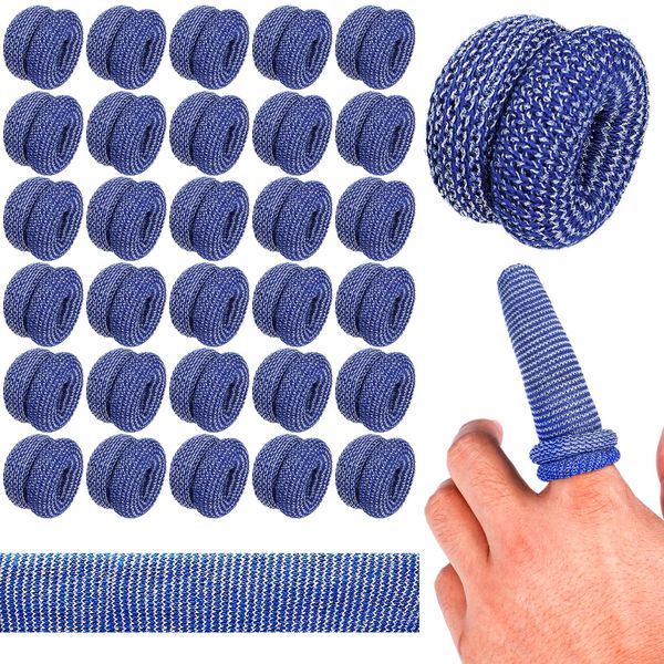 Finger Bandage, 30PCS Finger Bandages Tubular Elastic Finger Cots Blue Finger Bobs Thumb Bandage for Finger Sprains Protection Work Kitchen Sports and Fitness