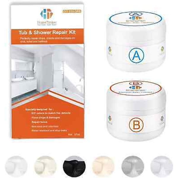 Tub Porcelain Tile Shower Repair Kit (Color Match), 3.7Oz Fiberglass Repair Kit,