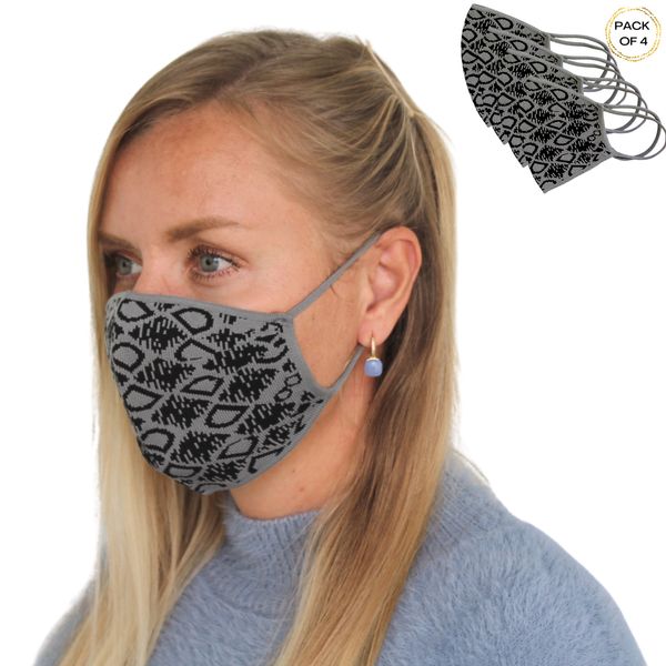 Pack of 4 solid knitted Face Mask two layers reusable washable bandanas
