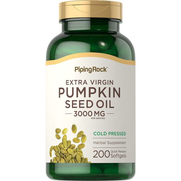 Pumpkin Seed Oil Cold Pressed | 3000mg | 200 Softgels | Non-GMO | by Piping Rock