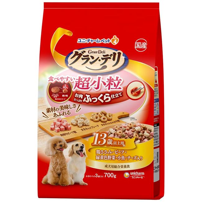 Grandelli Dog Food, Soft, Plump Tailored, Easy to Eat, Ultra Small, Senior, For Ages 13 and Up, 24.7 oz (700 g), Made in Japan, Unicharm