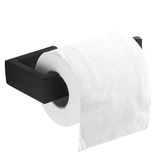 Flybath Bathroom Toilet Roll Holder 304 Stainless Steel Toilet Paper Tissue Holder Wall Mounted Without Cover, Matte Black Finish