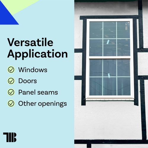 Flashing Tape for Windows and Doors, 4 in x 90 ft Roll, Made in USA, Black Self-Adhesive Flashing Tape Waterproof, UV Resistant, Acrylic Adhesive, Great for Sealing Doors, Windows, Panel Seams (1)