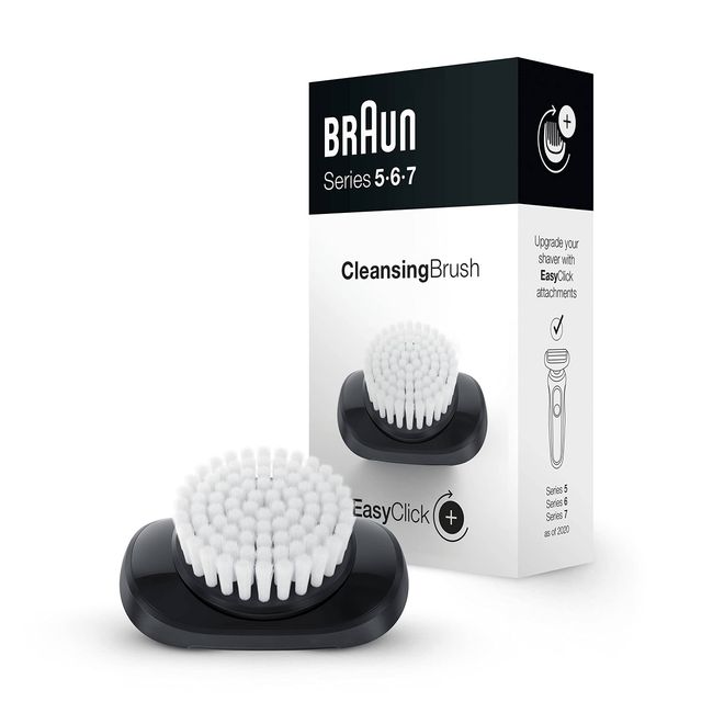 Braun EasyClick Cleansing Brush Attachment For New Generation Series 5, 6 and 7 Electric Shaver, Cleans, Exfoliates and Refines Your Skin, White