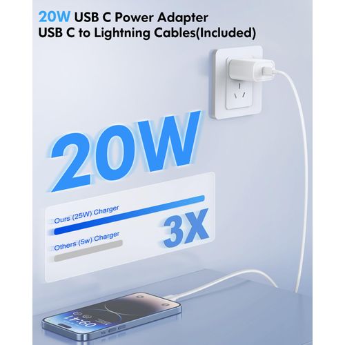 iPhone Charger Fast Charging, 2 Pack 20W USB C Wall Charger Block with 2 Pack MFi Certified 6FT Type C to Lightning Cables for iPhone 14 13 12 11 Pro Max XR XS X, iPad,AirPods Pro