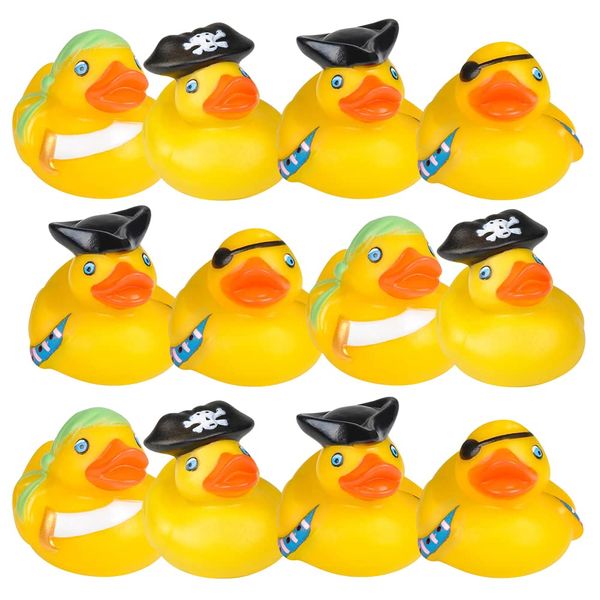 ArtCreativity 2 Inch Pirate Rubber Duckies (Pack of 12) Cute Duck Bath Tub Pool Toys, Ideal for Pirate-Themed Parties and Celebrations, Fun Decorations, Carnival Supplies, Party Favors