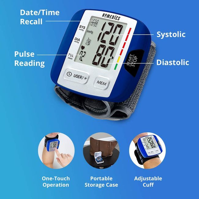 HoMedics Automatic Wrist Blood Pressure Monitor | 2 Users, 120 Stored  Readings