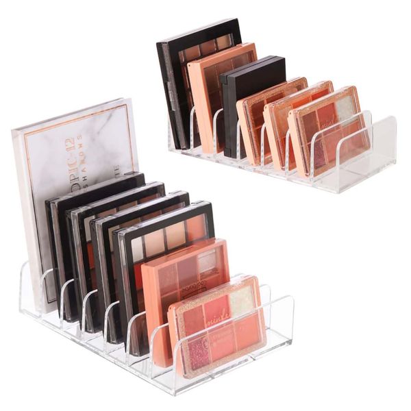 2PCS Makeup Organiser, Clear Acrylic Organiser, Acrylic Makeup Organiser, 7-Section Divided Cosmetics Make up Storage Organizer Box, Plastic Cosmetics Holder, for Dresser Vanity Bathroom Kitchen