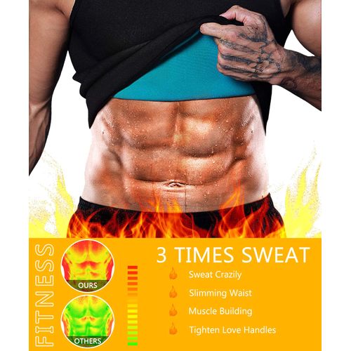 NonEcho Men Neoprene Waist Trainer Sauna Vest Gym Hot Sweat Tank Top Workout Shirt Shapewear Body Shaper No Zipper