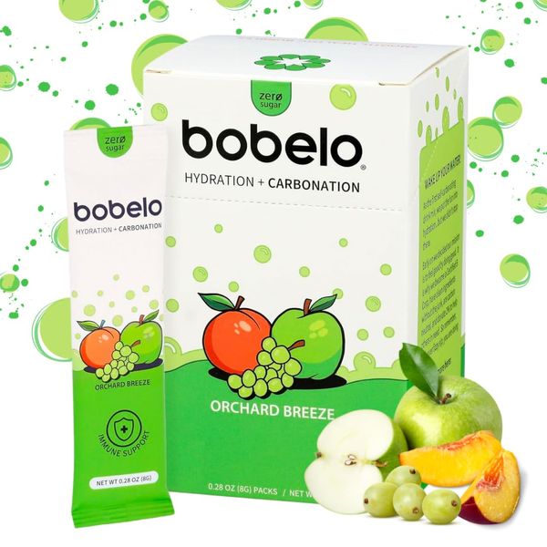 Bobelo Self Carbonating Hydration Packets, Orchard Breeze, 30 Pack, Sparkling Water & Soda Alternative, Sugar Free Electrolytes Powder Packets, Water Enhancer Drink Mix, Low Calorie, Keto Friendly