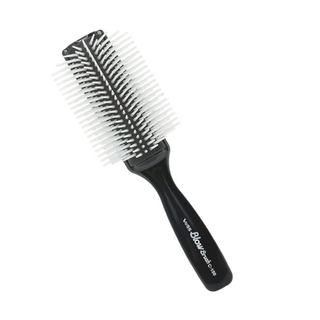 VESS Blow and Styling Hair Brush, Wide 9 Row Round Type- Light weight -Made in Japan-C-150 (Black)