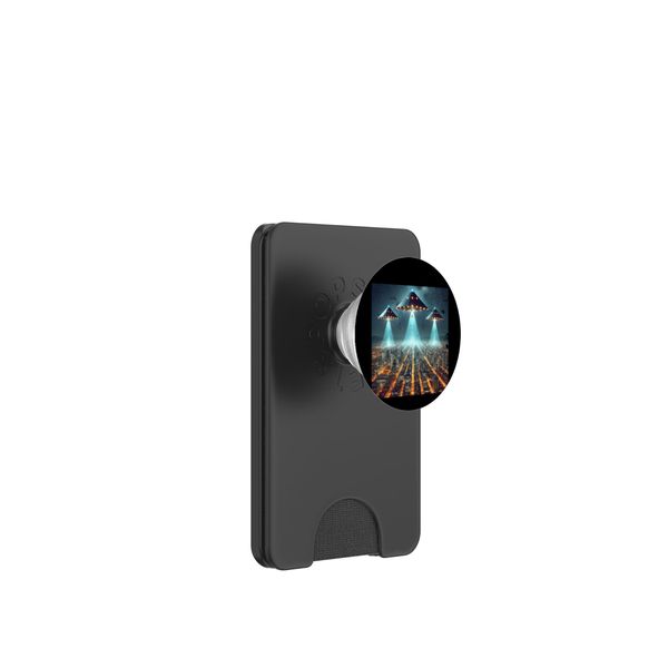 UFOs Hovering Over the City PopSockets PopWallet for MagSafe