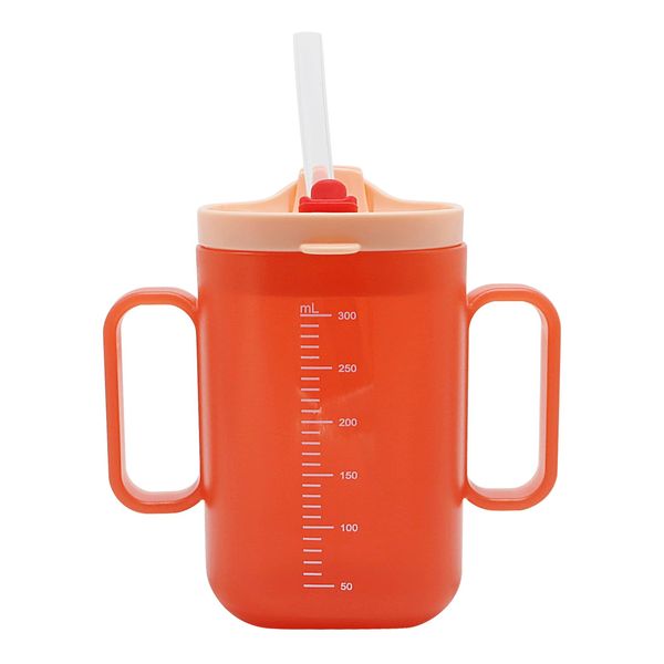 Viceda 300ml Sippy Cup with Straw, Hospital Liquid Feeding Cup for Disabled and Maternity Patients, for Safe Drinking of Water, Porridge and Soup,Kids Controlled Drinking Mug with Graduated Scale