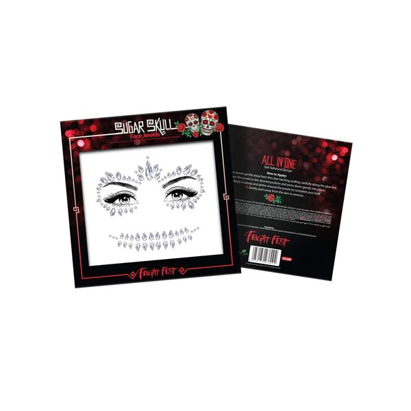 Sugar Skull Face Jewels Stickers - Halloween temporary tattoo face gems - Sugar Skull Face Jewels Body Gems great with fake blood liquid latex scar wax coloured contact lenses (Sugar Skull)